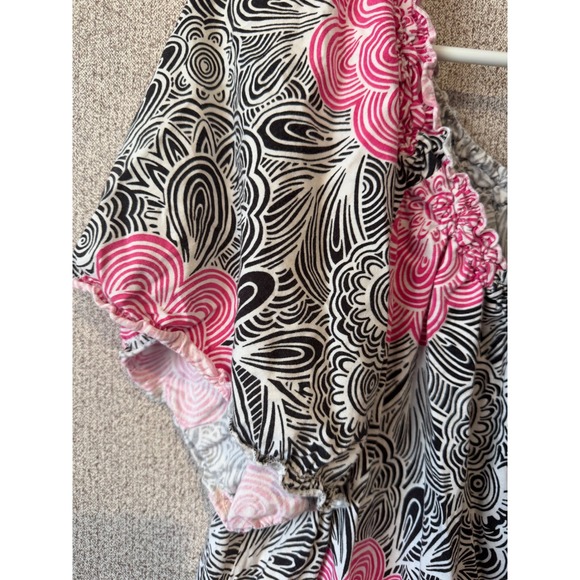 Lane Bryant Pink Black White Floral Swirl Scoop Neck Top Blouse 18/20W - Picture 2 of 6